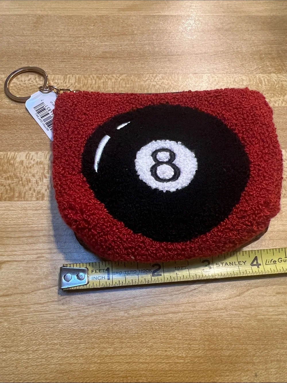 #2907**”4x5x6””Red 8-Ball Terry Keychain Pouch